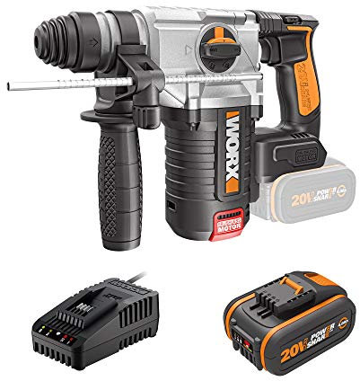WORX Taladro Atornillador Inalámbrico WX380.1 Powershare, 4,0 Ah, Motor sin escobillas, Tecnología Antivibración, 18V (20V Máx.)