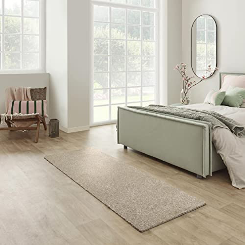 Carpet Studio Maine Teppich Läufer Beige, Läufer Flur 57x150cm, Kurzflor Teppiche, Küchenläufer, Wohnzimmerteppich, Bettvorleger Schlafzimmer