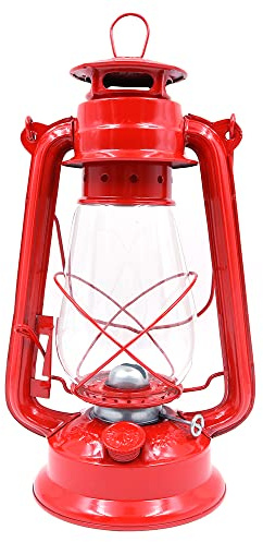 CENPEK 30 cm vintage stormlykta lampor oljelampa brinnande lykta retro fotogenlampor klassisk oljelampa bordslyktor för hem, trädgård, camping citronella – röd