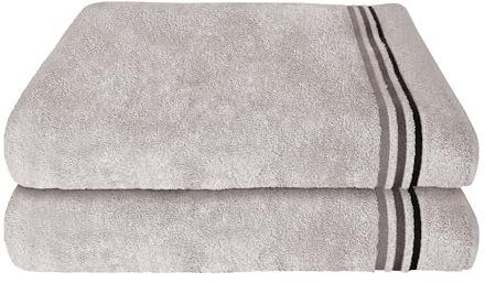 Schiesser Frottier Duschtuch Skyline Color im 2er Set | 100% Baumwolle aus nachhaltiger Produktion | saugstark, weich, farbecht | 70x140cm | Hellgrau