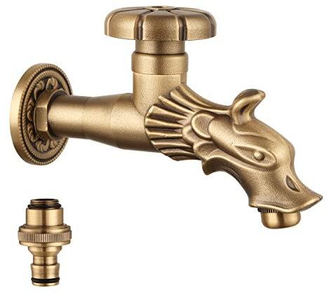 Antique Robinet de Jardin Style Renaissance 1/2 Robinet Gargouille en Laiton pour Fontaine Design tête de Dragon