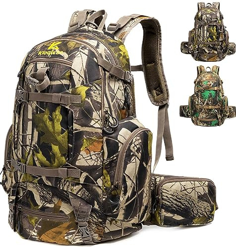 Kioqiear Jagd-Rucksack, Outdoor-Ausrüstung, Jagdrucksack mit Regenschutz, langlebig, große Kapazität, Jagd-Tagesrucksack., Grün, Camouflage, Large, modisch