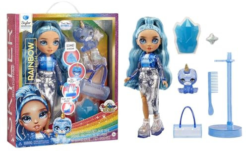 Rainbow High Fashion Doll with Slime & Pet - Skyler (Blue) - 28 cm Shimmer Doll with Sparkle Slime, Magical Pet and Fashion Accessories - Kids Toy - Great for Ages 4-12 Years