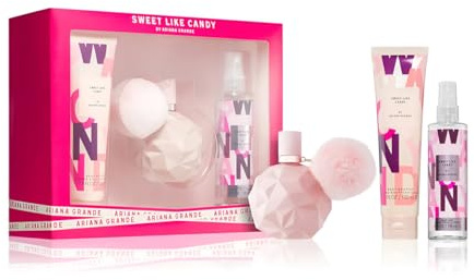 Sweet Like Candy by Ariana Grande for Women - 3 Pc Gift Set 3.4oz EDP Spray, 3.4oz Body Souffle, 4oz Body Mist