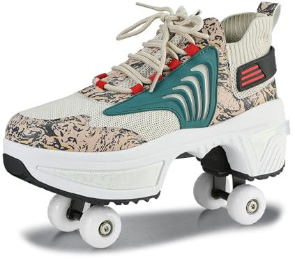 Rullskridskor, skor med hjul, skateboardskor, inline-skridskor, justerbara damskor med hjul för flickor