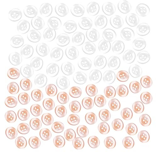 100 Knöpfe, Harzknöpfe, Hemdknöpfe, Strickjackenknöpfe, Perlmutt-Nähknöpfe, Vierloch-Rundknöpfe zum Nähen, DIY-Basteldekoration