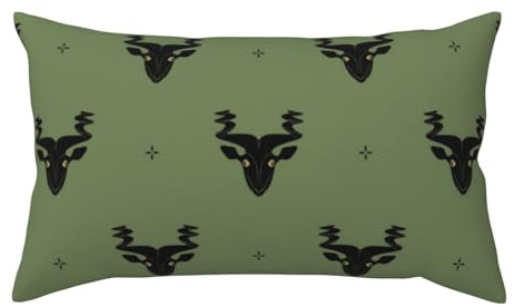 VOSERY Federe per cuscini king size, in microfibra, 51 x 91 cm, testa di pecora magica, colore nero e verde, con cerniera, resistenti alle pieghe, resistenti alle macchie
