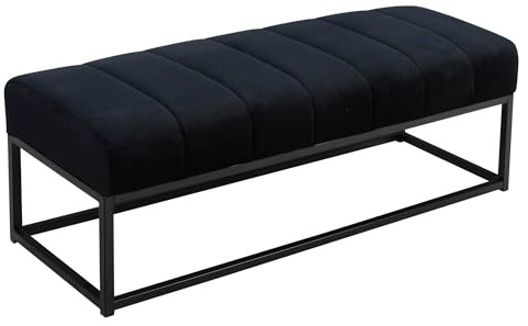 FineBuy Banc rembourré en velours 108 x 40 x 40 cm avec structure en métal, design matelassé pour couloir, chambre à coucher
