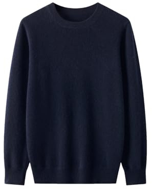 REHJJDFD Pull décontracté en laine pour homme à col rond avec tricot lâche, bleu marine, XL