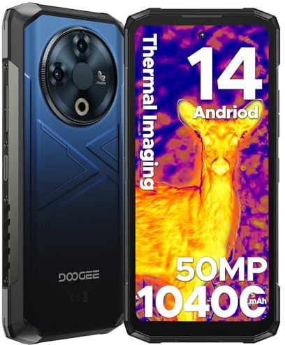 DOOGEE Fire 6 2025 Telefono Movil Resistente Imagen Térmica,10400mAh Batería 16GB+256GB(TF 2TB) Smartphone 6.56 Pulgadas Cámara 50MP Movil Todoterreno Android 14 /IP68IP69K/OTG/Face ID/Huella/NFC