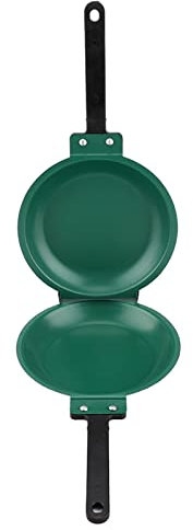 Akozon Sartén con Tapa Recubierta de Titanio de Doble Cara, Sartén para Hacer Panqueques, Sartén para Tortilla de Cerámica Redonda Especial, Utensilios de Cocina Seguros para el