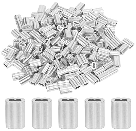 Jzoowar 200 Piezas Juego de Casquillos de Cable de 1/16 de Pulgada de Bucle de Engaste de AleacióN de Aluminio para Cable MetáLico