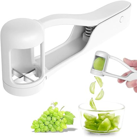 Gaodeding Grape Cutter, Baby Fruit Slicer, Salad Cutter,Grape;Cherry Tomato; Cherry; Strawberry Cutter Can Be Cut Into 4 Slices, Grape Slicer Kitchen Gadgets for Vegetable and Fruit Salad (White)
