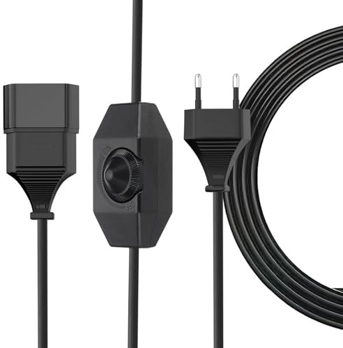 yivom 2M Rallonge Electrique Fiche Plate Euro Variateur LED avec Interrupteur, Rallonge de variateur pour Lampes LED, Variateur de Lumiere Rotatif avec Prise, pour Ampoule à Intensité Variable