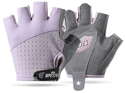 FYting Fahrradhandschuhe Kinder,Reithandschuhe Kinder,Fingerlose Handschuhe,Bequeme Atmungsaktive, Schutzpalmen für Eislauf, Roller,Sportarten Im Freien, Sportunterricht(Lila,M)