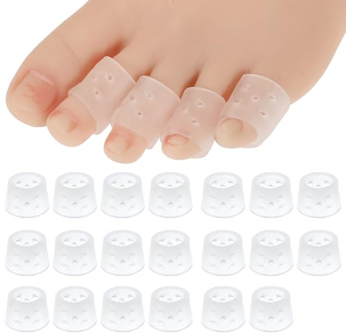 10Pairs Silicone Toe Sleeves Protectors Breathable Toe Covers Caps Pinky Toes Protector Soft Toes Tubes Pads Corn Cushions for Women Men Pain Relief, Calluses, Blisters, Bunion, Hammertoe