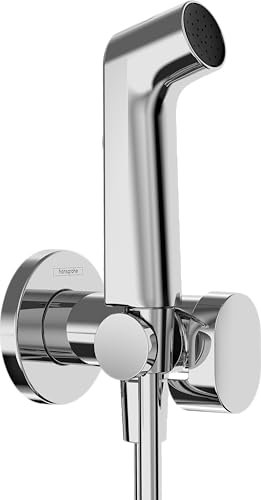 hansgrohe Douchette bidette S avec 1 type de jet économie d'eau (EcoSmart), incl. clapet anti-retour, support et tuyau de douche 1,25 m, pour eau chaude, Chromé, 29232000
