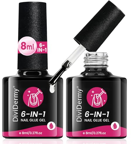 2 Pezzi Colle Faux Ongles Gel 6 En 1, Colla Per Unghie Con Pennello, Longue Duré Nail Extend Gel, Bisogno Di Indurire Sotto Lampada Uv, Per Diy Nail Art