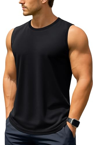 TACVASEN Mens Vests UPF 50+ Tank Top Cotton Gym Top Summer Cooling Vest