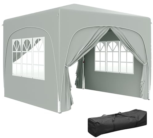 Outsunny Carpa Plegable 3x3 m Altura Ajustable 3 Niveles UPF50+ Gris