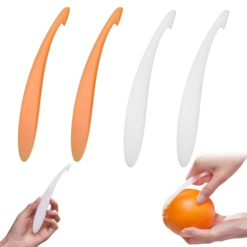 4 Pezzi Pelapatate, sbuccia arance, Sbucciatore per Agrumi in Plastica PP Arancione, Pelapatate per Arance e Agrumi Multifunzionale, Utensile da Cucina Leggero ed Ergonomico per Uso Quotidiano