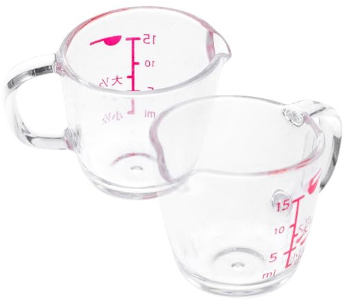VINTORKY Taza Medidora Pequeña 15 Ml Transparente, 2 Piezas, Vaso Graduado para Líquidos, Cocina y Repostería, Recipiente Medidor Práctico y Ligero, Adecuado para Café, Leche y Jugos