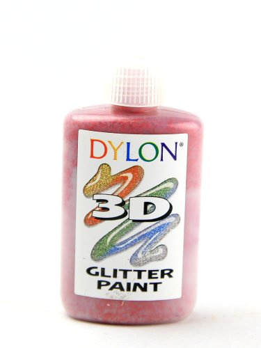 Dylon 3D Fabric Paint Colour Fun Effects Glitter Red - 25ml Bottle