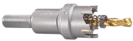 Starrett Tungsten Carbide Tipped Hole Saw - SM23 Sheet Metal Cutter With Arbor & Pilot Drill Bit - For Drilling Stainless Steel Aluminum Alloy - 23 mm