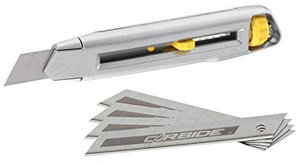 STANLEY 7-10-018 Confezione cutter Interlock da 18mm + 5 lame al carburo di tungsteno