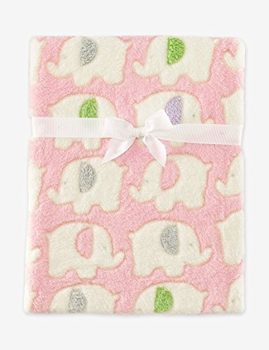 Baby Elephant Luxury Pram Blanket -Boy/Girl Options (75cm x 100cm) (Pink)