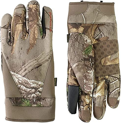 Manzella Guante de Caza elástico Coyote para Hombre para Clima frío, Impermeable, Resistente al Viento, con Capacidad para Pantalla táctil, Realtree Xtra, Grande
