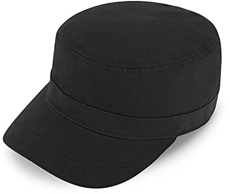 fiebig Army GI-Cap | Klassische Arbeitsmütze mit flexiblem Verschluss | Militär Outdoor Kappe aus Baumwolle (One Size, Schwarz)
