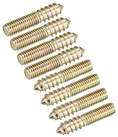 sourcing map M8x40mm Vis Double Filetage Boulon 8pcs Double Extrémité Cheville pour Bois Meuble