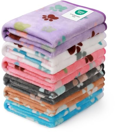 Luciphia 1 Pack 6 Dog Blankets Cat Soft Fluffy Fleece Pet Blanket Warm Cute Print Design Puppy Kitten Doggy Paw Medium(30x20)