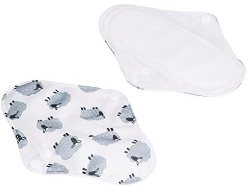 5 Stück Waschbare Menstruationseinlage Bedruckte Starke Wasseraufnahme Bequeme Atmungsaktive Wiederverwendbare Mutterschaftsbinde Mama Slipeinlage mit Aufbewahrungstasche (Schaf)