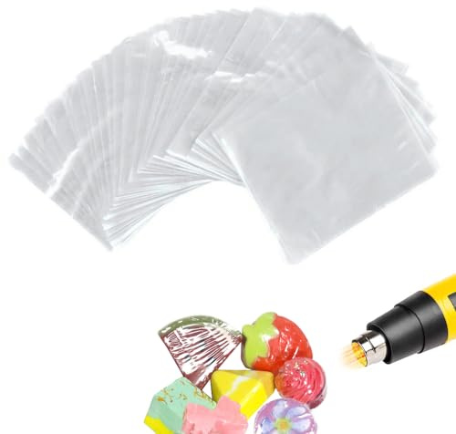 SKYPRO 100 st POF påsar för krympning 10 x 15 cm klar värmekrympning filmomslag för hemmagjord gör-det-själv förpackning tvål bad bomb ljus