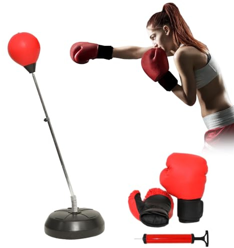 Mucola Standboxsack Erwachsene Boxsack inkl. Boxhandschuhe und Pumpe Boxbirne höhenverstellbar 90-127CM Punchingball Ständer Kickboxen Standboxball