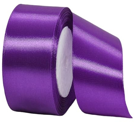 Cinta de Satén Ancho 40mm,Cinta Regalo Morado,22m Seda Raso-Inta de Lazo,Cinta de Tela para Envolver regalos,Manualidades,Ramo de Novia,Globos,Cinta de Raso para Decoración de Recuerdos de Boda