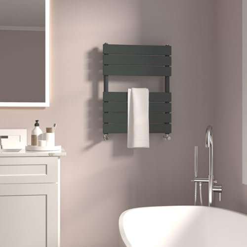 GY Bath Radiateur de salle de bain Anthracite 650 x 500 mm Panneau plat Porte-serviettes Design Moderne Chauffage central Rads