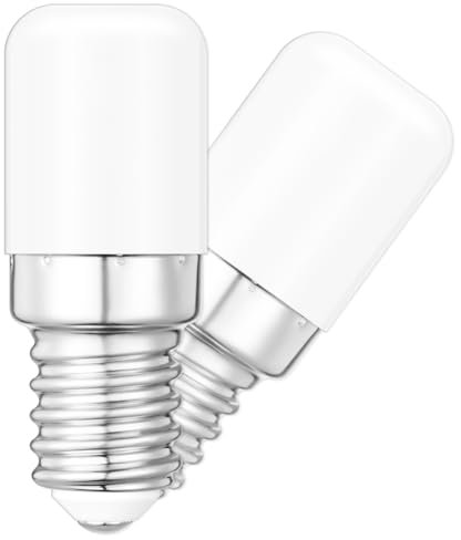 Mizlay E14 LED Kühlschrank lampen 2W Warmweiß 3000K, E14 LED Lampe ersetzt 15W 20W 25W Halogenbirne, E14 LED EGlühbirne 230V AC, für Kühlschrank, Nähmaschine, 2er Set (Warmweiß 3000K)