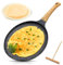 LOMUG Poêle à Crêpes, 28 cm Crêpière Avec Revêtement Antiadhésif et Répartiteur de Pâte, Poele a Crepe Induction, Poignée Confortable Ergonomique, Tous Feux Dont Induction, Sans PFOA, Noir