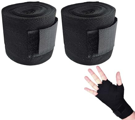 TUKEVA 2 stycken boxningsbandage 3 meter boxningsbandage för handboxning, bomullsboxningsbandage för kampsport för boxning, MMA, Muay Thai - boxningsband, handomslag, boxningsbandage (svart)