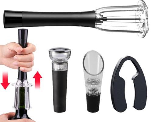 Kit de décapsuleur de vin – Ouvre-bouteille à air en forme de pompe | Bouchons en réutilisables, accessoires de tire-bouchon, accessoires de vin pour la maison