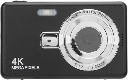 Digitalkamera 16X Zoom, 50 MP Foton 4K-videokamera med Fyllningsljus för Nybörjare Julklapp, Upplevelsefotografering med Selfieläge, Skakdämpande, med IPS-färgskärm, Lämplig för