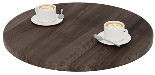 LAMO Manufaktur Tischplatte rund 60 cm aus Naturholz | Holzplatte für Couchtisch, Stehtisch, Bartisch | Stärke: 28 mm | Farbe: Ebenholz