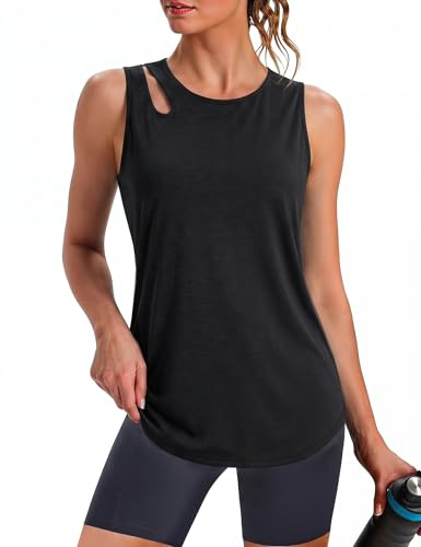 Gyabnw tanktopp sport kvinnor fitness sporttopp lös topp gym sportskjorta ärmlös yoga XS-3XL, grå svart, S