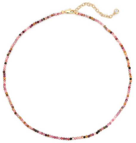 MEVECCO Gold Choker Necklace for Women 18K Gold Plated Handmade Colorful Tourmaline Stone Beaded Summer Necklace Jewelry Gifts For Her