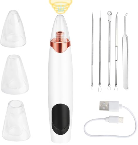 Succionador de Puntos Negros, Blackhead Remover con 3 Modos 3 Puntas de Succión, Limpiador de Poros Eléctrico, Eliminador de Espinillas Limpiador de Poros de Succión por Eléctrico