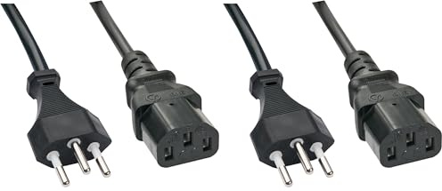 LINDY 30418 Kabel Sektor Schweiz IEC Schwarz 3 m (Packung mit 2)