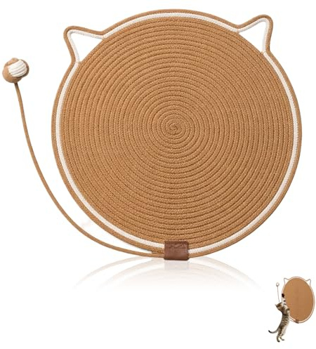 43 cm Brown Round Cat Scratch Mat, Cat Mat for Indoor Use, Durable Cat Scratcher and Carpet Protector,Cat Scratching Mat for Furniture Protection for Floor Carpet Sofa
